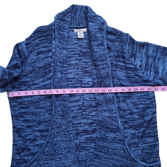 Fresh Womens XL Cardigan Blue Marled Knit Long Sleeve Sweater Work Office Casual - Picture 6 of 8